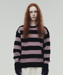 MOHAIR BOLD STRIPED SWEATER PURPLE (VH2DFUK603A)