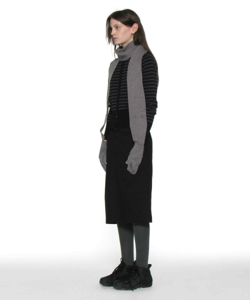 PARTIMENTO WOMEN(パルティメントウィメン)の「アシンメトリックドレープパネルミディスカート_ブラック(スカート・レディース・その他・S/M)」の3枚目の写真