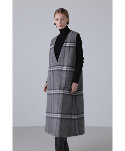 ADORE(アドーア)の「アルパカシャギーチェックワンピース(ジャンパースカート・レディース・グレー/ホワイト系その他・38)」の6枚目の写真