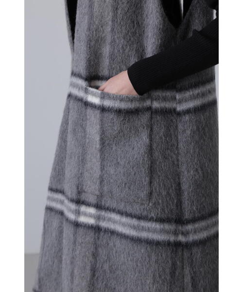セール】アルパカシャギーチェックワンピース（ジャンパースカート