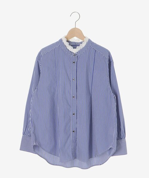 le.coeur blanc(ルクールブラン)の「ストライプネックレース2wayシャツ(シャツ/ブラウス・レディース・ブルー系その他3/ブルー系その他2・38)」の3枚目の写真