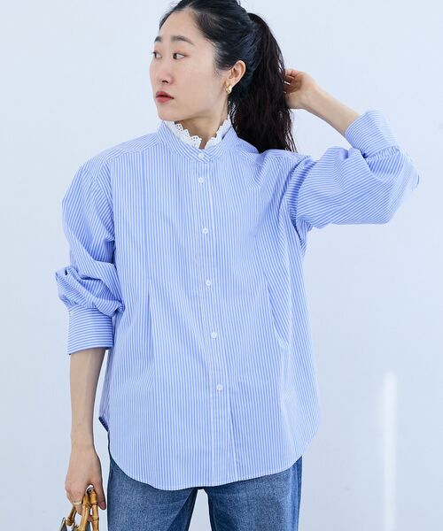 le.coeur blanc(ルクールブラン)の「ストライプネックレース2wayシャツ(シャツ/ブラウス・レディース・ブルー系その他3/ブルー系その他2・38)」の6枚目の写真