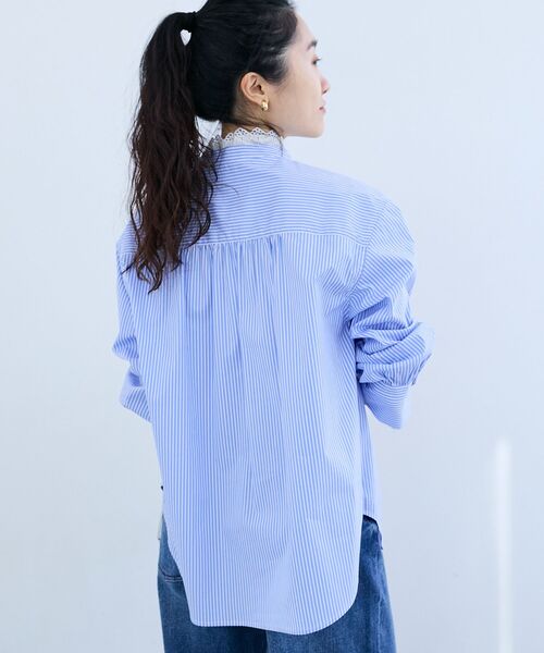 le.coeur blanc(ルクールブラン)の「ストライプネックレース2wayシャツ(シャツ/ブラウス・レディース・ブルー系その他3/ブルー系その他2・38)」の8枚目の写真