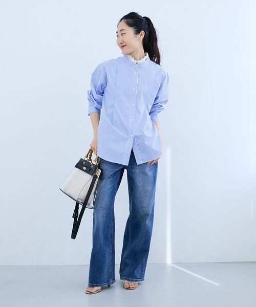 le.coeur blanc(ルクールブラン)の「ストライプネックレース2wayシャツ(シャツ/ブラウス・レディース・ブルー系その他3/ブルー系その他2・38)」の10枚目の写真