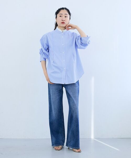le.coeur blanc(ルクールブラン)の「ストライプネックレース2wayシャツ(シャツ/ブラウス・レディース・ブルー系その他3/ブルー系その他2・38)」の11枚目の写真