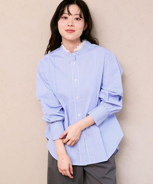 le.coeur blanc(ルクールブラン)の「ストライプネックレース2wayシャツ(シャツ/ブラウス・レディース・ブルー系その他3/ブルー系その他2・38)」の17枚目の写真