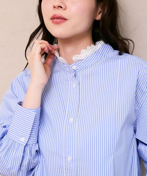 le.coeur blanc(ルクールブラン)の「ストライプネックレース2wayシャツ(シャツ/ブラウス・レディース・ブルー系その他3/ブルー系その他2・38)」の22枚目の写真