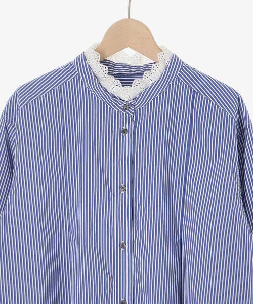 le.coeur blanc(ルクールブラン)の「ストライプネックレース2wayシャツ(シャツ/ブラウス・レディース・ブルー系その他3/ブルー系その他2・38)」の4枚目の写真