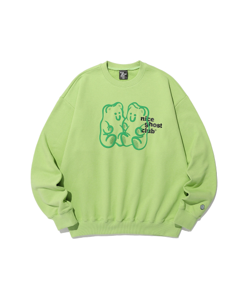 NICE GHOST CLUB(ナイスゴーストクラブ)の「GUMMY BEAR & LOGO SWEATSHIRTS_GREEN(NG2DSUM440A)(スウェット・レディース・グリーン・L/XL/S/M)」の1枚目の写真