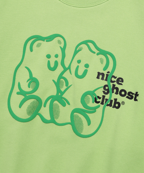 NICE GHOST CLUB(ナイスゴーストクラブ)の「GUMMY BEAR & LOGO SWEATSHIRTS_GREEN(NG2DSUM440A)(スウェット・レディース・グリーン・L/XL/S/M)」の4枚目の写真