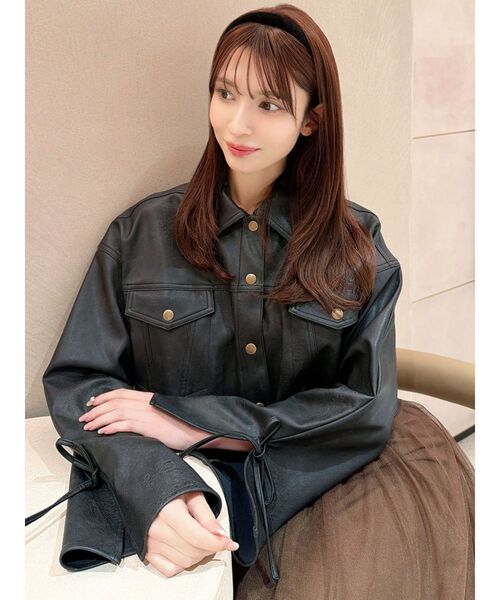 RESEXXY（リゼクシー）の「リボンスリーブショートブルゾン（ブルゾン・レディース・アイボリー/ブラック/ブラウン・FREE）」の6枚目の写真