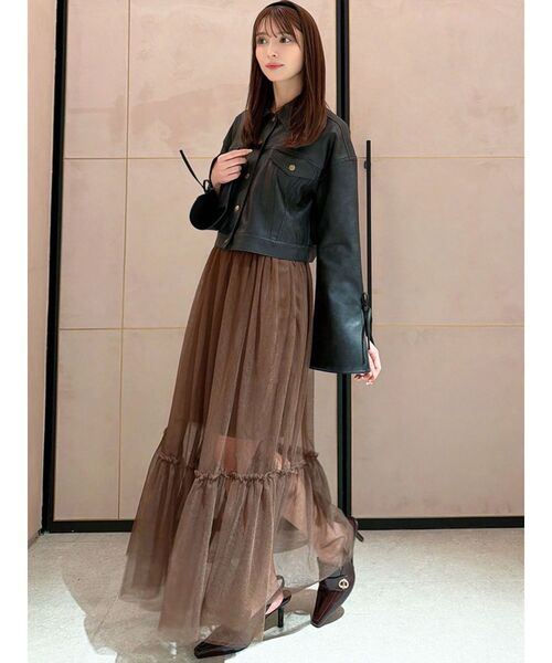 RESEXXY（リゼクシー）の「リボンスリーブショートブルゾン（ブルゾン・レディース・アイボリー/ブラック/ブラウン・FREE）」の8枚目の写真