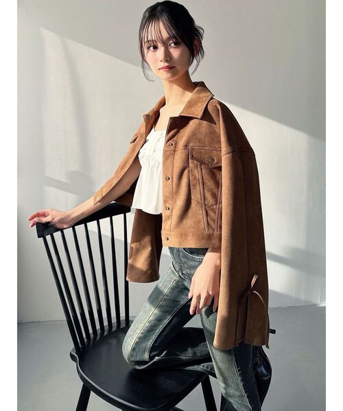 RESEXXY（リゼクシー）の「リボンスリーブショートブルゾン（ブルゾン・レディース・アイボリー/ブラック/ブラウン・FREE）」の13枚目の写真