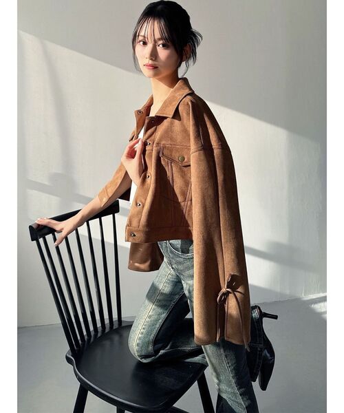 RESEXXY（リゼクシー）の「リボンスリーブショートブルゾン（ブルゾン・レディース・アイボリー/ブラック/ブラウン・FREE）」の14枚目の写真