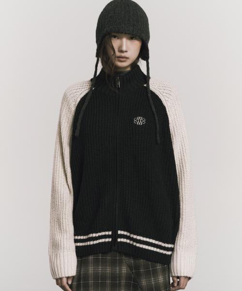 NICK&NICOLE(ニックアンドニコール)の「RAGLAN RIB HALF ZIP KNIT CARDIGAN_BLACK(カーディガン/ボレロ・レディース・その他・FREE)」の1枚目の写真