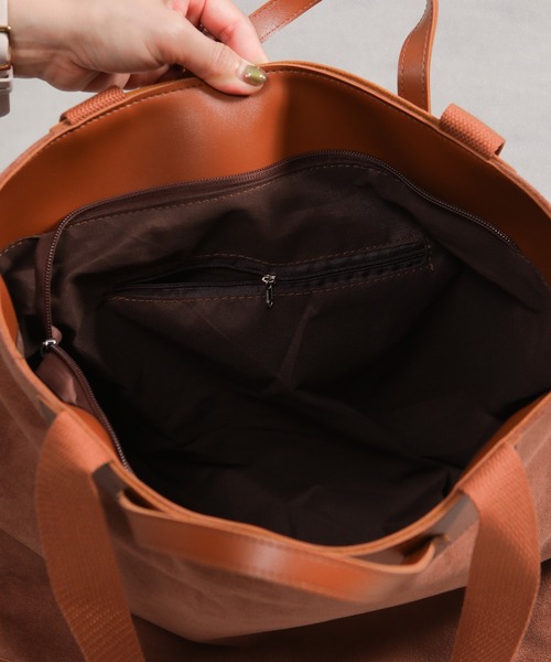 pumpkin port(パンプキンポート)の「A4収納可能 スウェードライク トートバッグ(トートバッグ・レディース・ベージュ/ブラウン/ブラック/カーキ・FREE)」の8枚目の写真