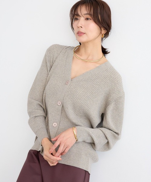 BARNYARDSTORM（バンヤードストーム）の「BARNYARDSTORM / ワイドリブカーデ / ハンドウォッシャブル（カーディガン/ボレロ・レディース・ベージュ/グレー/ピンク・FREE）」の7枚目の写真
