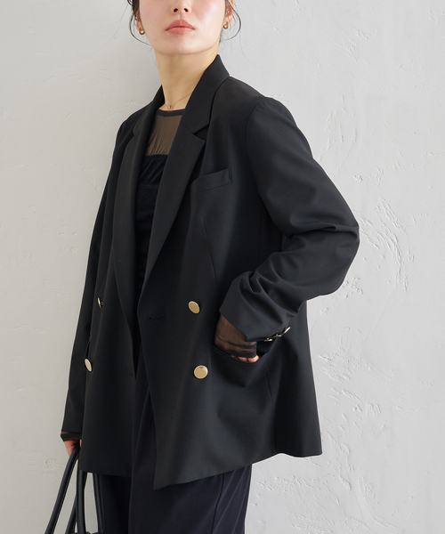 U by SPICK&SPAN（ユーバイスピックアンドスパン）の「ダブルボタンジャケット（テーラードジャケット・レディース・ブラウン/ブラック・38/36）」の2枚目の写真