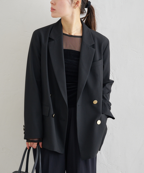 U by SPICK&SPAN(ユーバイスピックアンドスパン)の「ダブルボタンジャケット(テーラードジャケット・レディース・ブラウン/ブラック・38/36)」の3枚目の写真