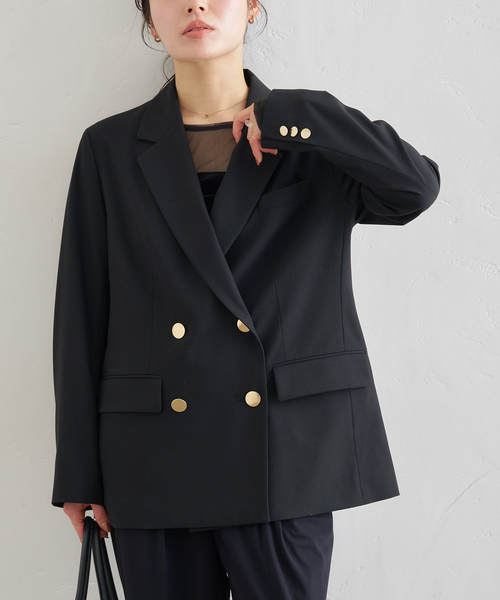 U by SPICK&SPAN(ユーバイスピックアンドスパン)の「ダブルボタンジャケット(テーラードジャケット・レディース・ブラウン/ブラック・38/36)」の4枚目の写真