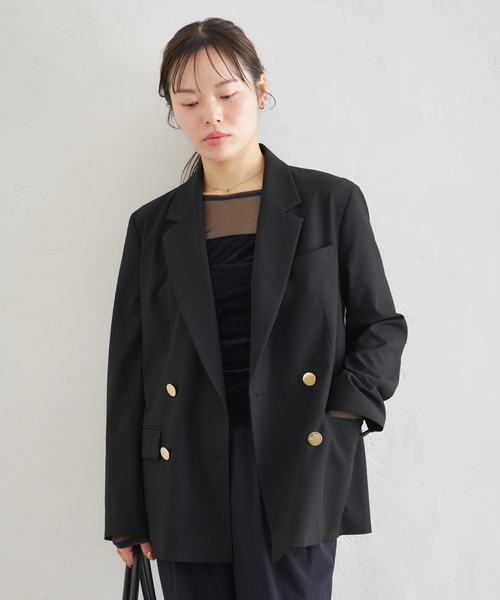 U by SPICK&SPAN(ユーバイスピックアンドスパン)の「ダブルボタンジャケット(テーラードジャケット・レディース・ブラウン/ブラック・38/36)」の5枚目の写真