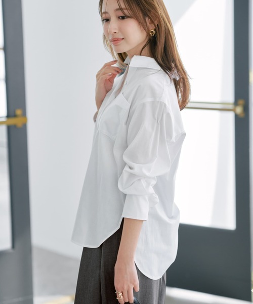 COHINA(コヒナ)の「COHINAスタンダードシャツ 【低身長・小柄女性】(シャツ/ブラウス・レディース・ネイビー/ブルー/ホワイト・ONE SIZE)」の5枚目の写真