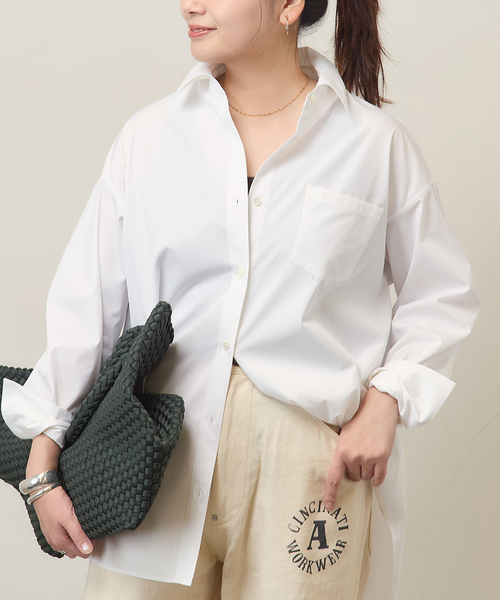 JOURNAL STANDARD(ジャーナルスタンダード)の「ハイカウントコットンベーシックシャツ(シャツ/ブラウス・レディース・ホワイト/グリーン/コバルトブルー・FREE)」の9枚目の写真