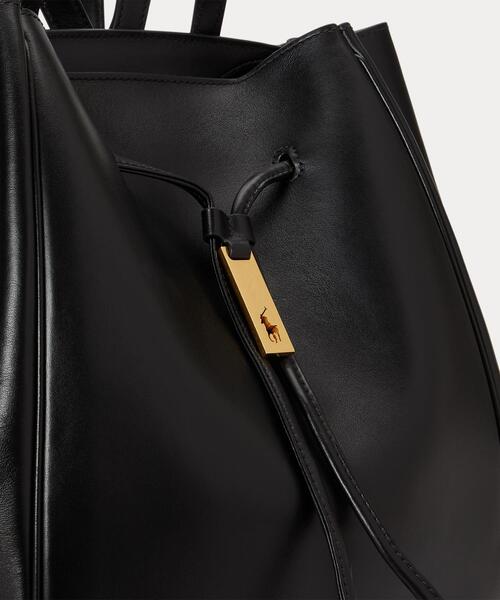 POLO RALPH LAUREN（ポロ ラルフ ローレン）の「Polo ID レザー ドローストリング バックパック（バックパック/リュック・レディース・ブラック系1・ONE）」の4枚目の写真