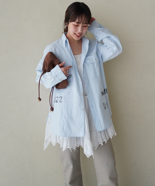 PAYDAY（ペイデイ）の「PAYDAY/ペイデイ SLOBE別注 プリントシャツ（シャツ/ブラウス・レディース・ベージュ系その他/サックスブルー・FREE）」の7枚目の写真