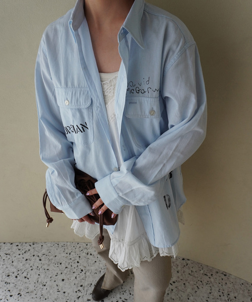 PAYDAY（ペイデイ）の「PAYDAY/ペイデイ SLOBE別注 プリントシャツ（シャツ/ブラウス・レディース・ベージュ系その他/サックスブルー・FREE）」の8枚目の写真