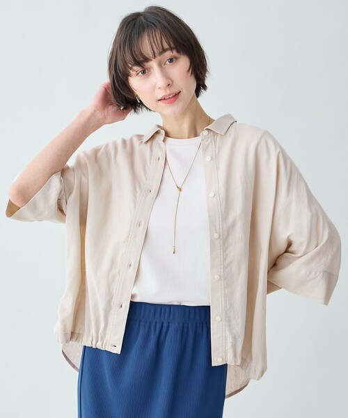 ANY（エニィ）の「【新色追加】ヨーロピアンリネンハーフスリーブシャツ（シャツ/ブラウス・レディース・ベージュ系/グレー系/ブルー系/ライトイエロー系/ホワイト系1/ピンク系/ネイビー系/ダークブラウン系/グリーン系・X-LARGE）」の12枚目の写真