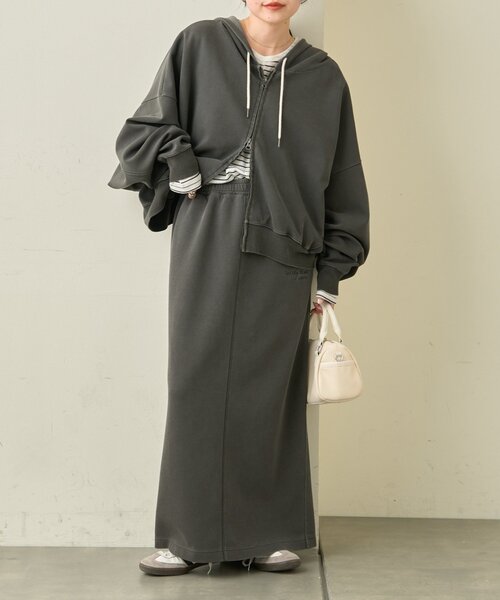 CIAOPANIC TYPY（チャオパニックティピー）の「ワンポイントロゴ刺繍ピグメントダンボールスカート（スカート・レディース・グレー/チャコールグレー/ピンク/ネイビー/イエロー・LARGE/SMALL/MEDIUM）」の10枚目の写真
