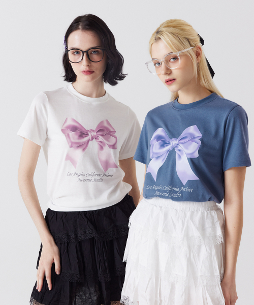 AWESOME STUDIO(オーサムスタジオ)の「リボンデジタルプリント半袖Tシャツホワイト(Tシャツ/カットソー・レディース・その他・FREE)」の6枚目の写真