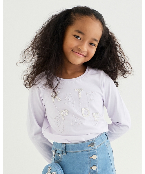 kate spade new york kids（ケイトスペードニューヨーク）の「ビジューロゴ長袖Tシャツ（Tシャツ/カットソー・キッズ・ライラック/ブラック・140cm/130cm/120cm/160cm/150cm）」の3枚目の写真