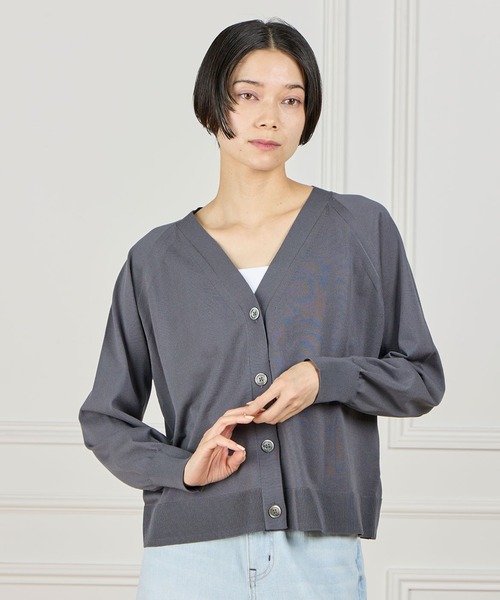 INED(イネド)の「GOOD MOOD Vネックサマーニットカーディガン(カーディガン/ボレロ・レディース・チャコールグレー/モカ・9号)」の1枚目の写真