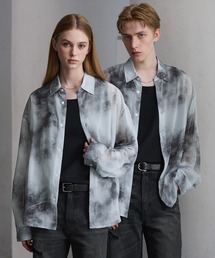 CLEL�i�N���C���j�́u�yCLEL�zBasic/Floral Pattern Sheer Shirt / �x�[�V�b�N/�ԕ� �V�A�[�V���c�i�V���c/�u���E�X�j�v