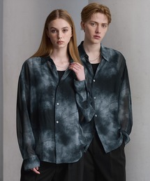 【CLEL】Basic/Floral Pattern Sheer Shirt / ベーシック/花柄 シアーシャツ