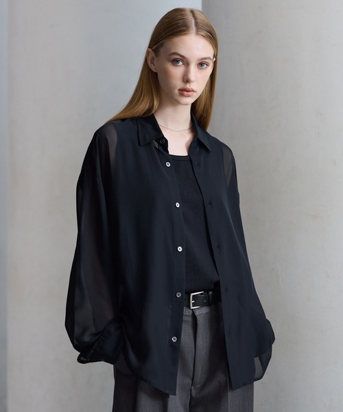 CLEL(クレイル)の「【CLEL】Basic/Floral Pattern Sheer Shirt / ベーシック/花柄 シアーシャツ(シャツ/ブラウス・メンズ・ブルー系/ブラック系/ブラック/ホワイト系・S/L/M)」の15枚目の写真