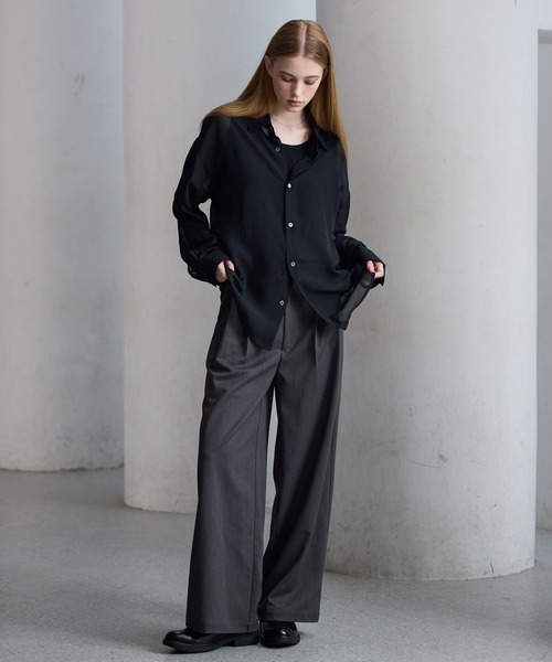 CLEL(クレイル)の「【CLEL】Basic/Floral Pattern Sheer Shirt / ベーシック/花柄 シアーシャツ(シャツ/ブラウス・メンズ・ブルー系/ブラック系/ブラック/ホワイト系・S/L/M)」の17枚目の写真