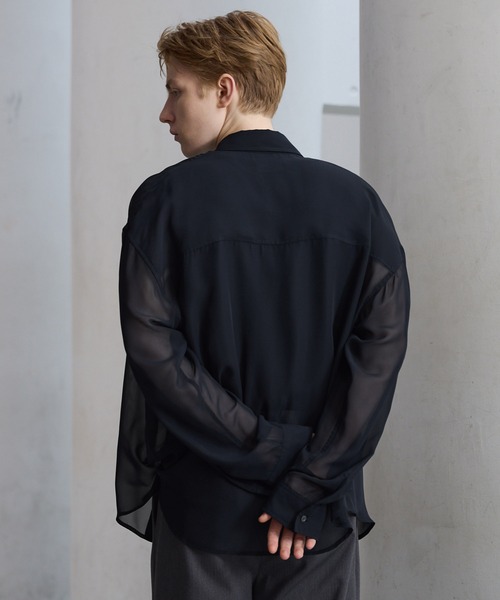 CLEL(クレイル)の「【CLEL】Basic/Floral Pattern Sheer Shirt / ベーシック/花柄 シアーシャツ(シャツ/ブラウス・メンズ・ブルー系/ブラック系/ブラック/ホワイト系・S/L/M)」の20枚目の写真