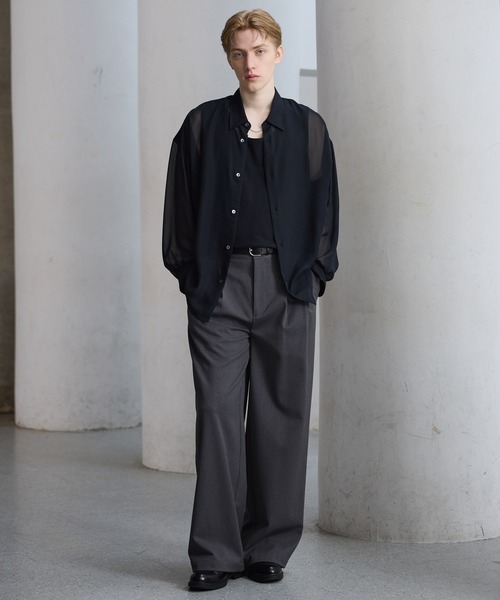 CLEL(クレイル)の「【CLEL】Basic/Floral Pattern Sheer Shirt / ベーシック/花柄 シアーシャツ(シャツ/ブラウス・メンズ・ブルー系/ブラック系/ブラック/ホワイト系・S/L/M)」の21枚目の写真