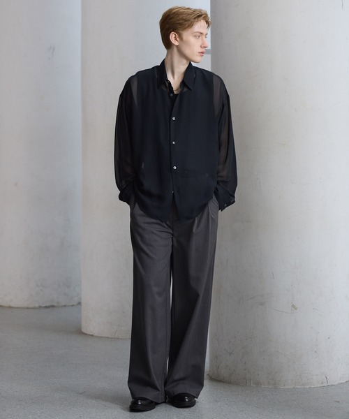 CLEL(クレイル)の「【CLEL】Basic/Floral Pattern Sheer Shirt / ベーシック/花柄 シアーシャツ(シャツ/ブラウス・メンズ・ブルー系/ブラック系/ブラック/ホワイト系・S/L/M)」の22枚目の写真