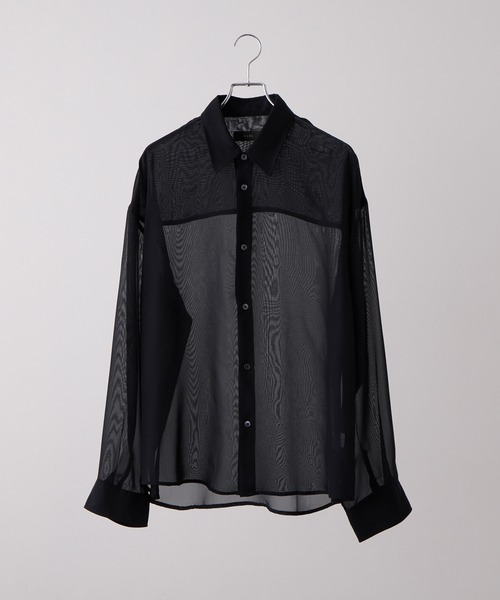 CLEL(クレイル)の「【CLEL】Basic/Floral Pattern Sheer Shirt / ベーシック/花柄 シアーシャツ(シャツ/ブラウス・メンズ・ブルー系/ブラック系/ブラック/ホワイト系・S/L/M)」の5枚目の写真