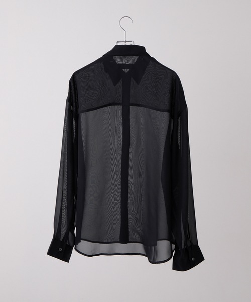 CLEL(クレイル)の「【CLEL】Basic/Floral Pattern Sheer Shirt / ベーシック/花柄 シアーシャツ(シャツ/ブラウス・メンズ・ブルー系/ブラック系/ブラック/ホワイト系・S/L/M)」の6枚目の写真