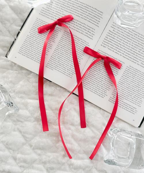 WEGO(ウィゴー)の「WEGO/【2点セット】ロングナローリボンクリップ(バレッタ/ヘアクリップ・レディース・レッド/オフホワイト/サックスブルー/ライトピンク/ブラック・FREE)」の5枚目の写真