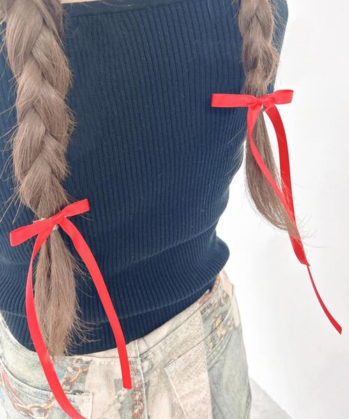 WEGO(ウィゴー)の「WEGO/【2点セット】ロングナローリボンクリップ(バレッタ/ヘアクリップ・レディース・レッド/オフホワイト/サックスブルー/ライトピンク/ブラック・FREE)」の7枚目の写真