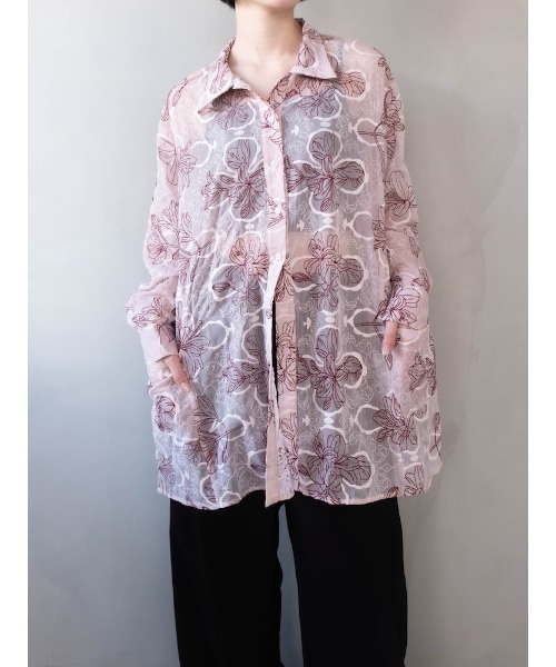 sahara(サハラ)の「Flower Embroidery Over Shirt/フラワーエンブロイダリーオーバーシャツ(シャツ/ブラウス・レディース・ブラック/アイボリー/ピンク・FREE)」の8枚目の写真