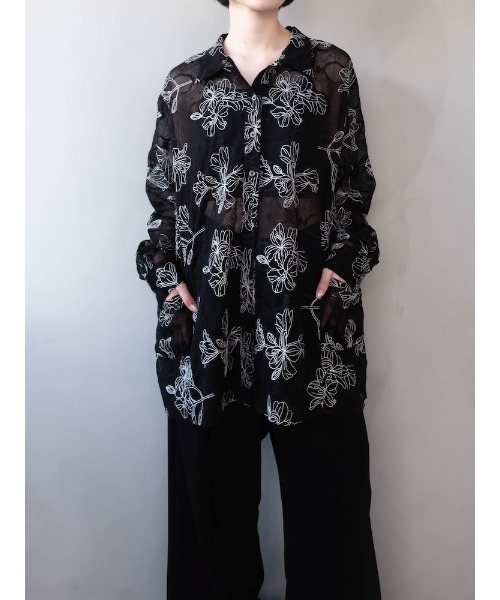 sahara(サハラ)の「Flower Embroidery Over Shirt/フラワーエンブロイダリーオーバーシャツ(シャツ/ブラウス・レディース・ブラック/アイボリー/ピンク・FREE)」の21枚目の写真