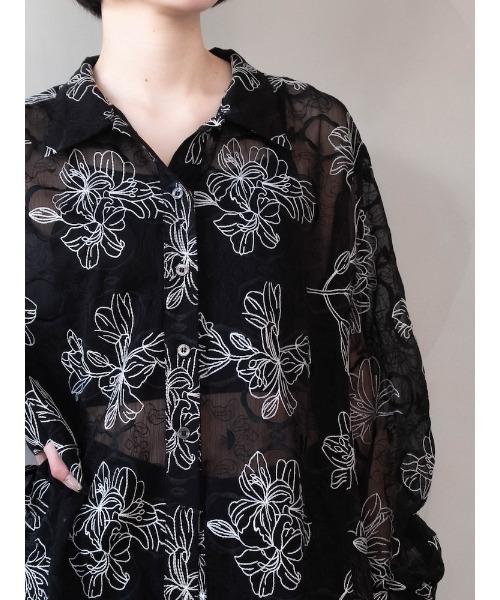 sahara(サハラ)の「Flower Embroidery Over Shirt/フラワーエンブロイダリーオーバーシャツ(シャツ/ブラウス・レディース・ブラック/アイボリー/ピンク・FREE)」の22枚目の写真
