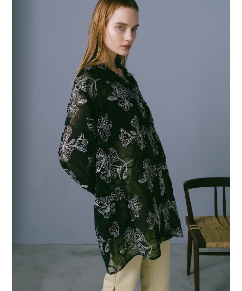 sahara(サハラ)の「Flower Embroidery Over Shirt/フラワーエンブロイダリーオーバーシャツ(シャツ/ブラウス・レディース・ブラック/アイボリー/ピンク・FREE)」の14枚目の写真